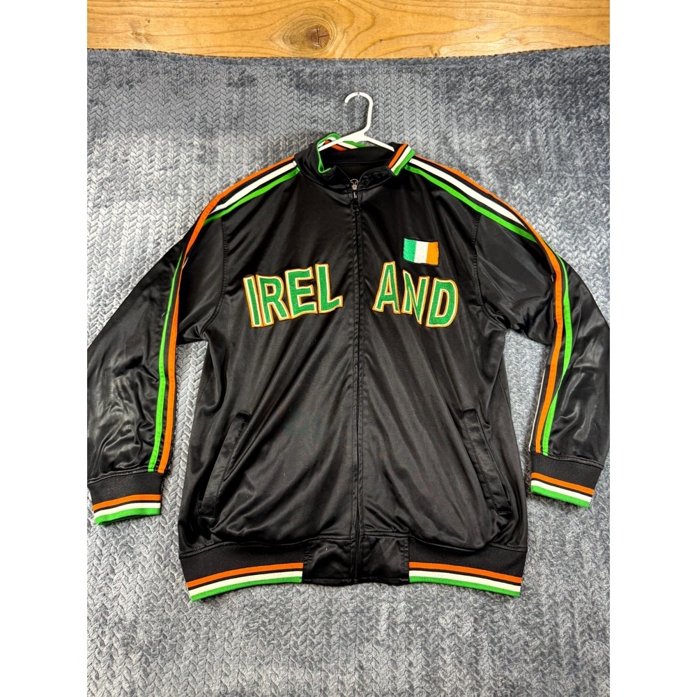 Ghast Ireland Soccer Track Jacket Men 2XL Black Flag Stripes Activewear Full Zip